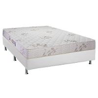 Cama Box Casal: Colchão Espuma D45 Luckspuma Gran Luck Floral Pró Saúde + Base CRC Courano White(138x188) - 1