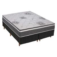 Cama Box Queen: Colchão Espuma D33 Polar Pérola Premium + Base CRC Fantasy Black(158x198) - 1