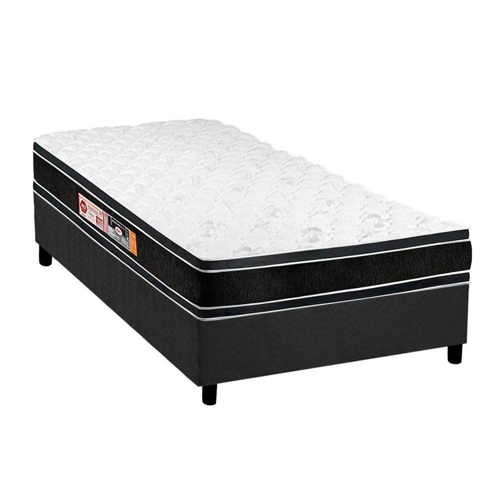 Cama Box Solteiro: Colchão Espuma D33 Castor Black e White + Base CRC Suede Gray(88x188) - 1