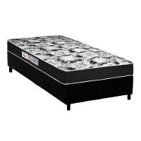 Cama Box Solteiro: Colchão Espuma D45 Luckspuma Gran Luck Pro + Base Crc Suede Black(88X188) - 1