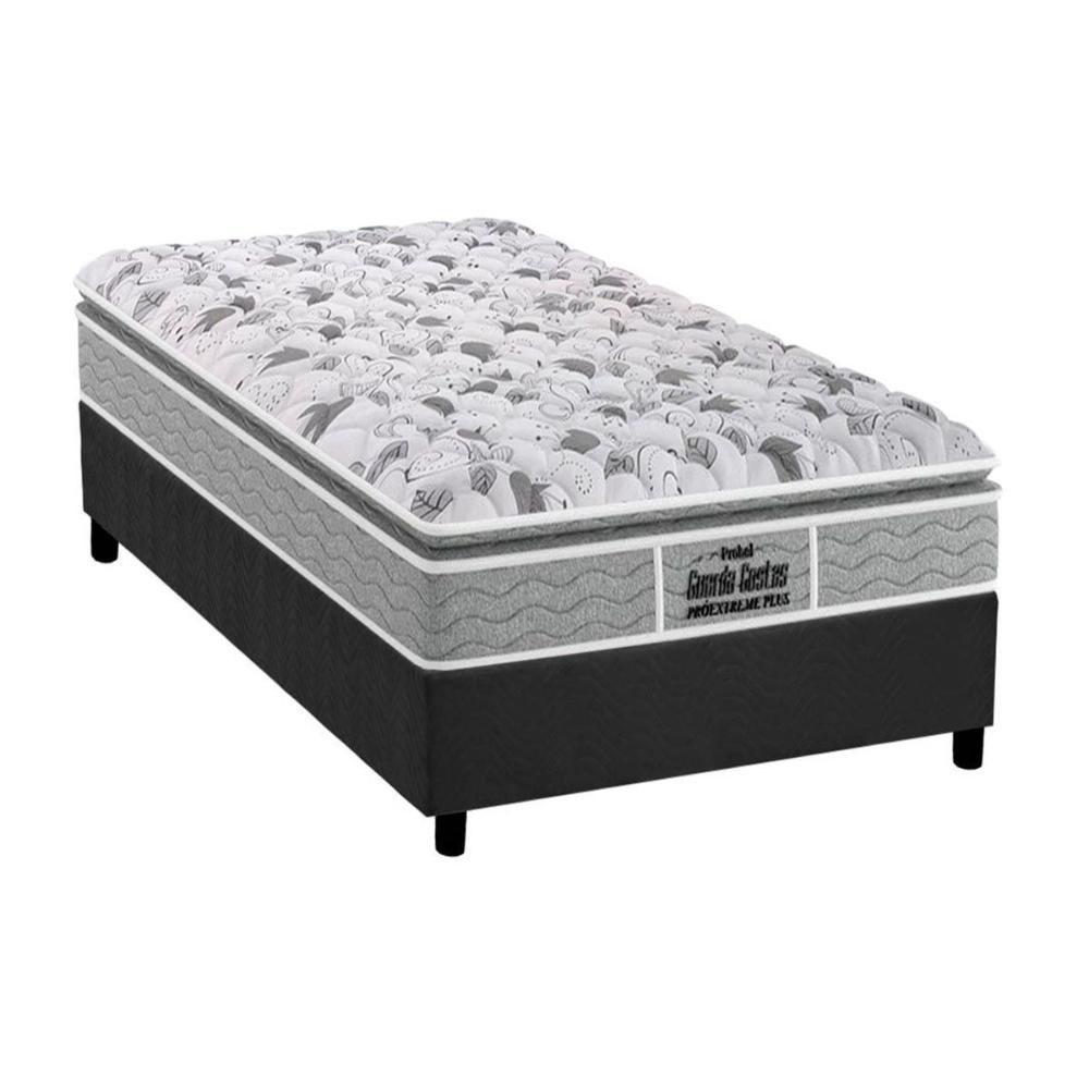 Cama Box Solteiro: Colchão Anatômico Probel D45/EP Firmepedic Guarda Costas Próextreme Plus + Base CRC Suede Gray(88x188) - 1