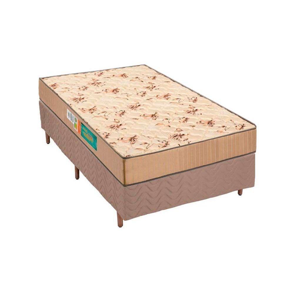 Cama Box Solteiro: Colchão Espuma D33 Polar Pérola + Base CRC Rústico Clean(88x188) - 1