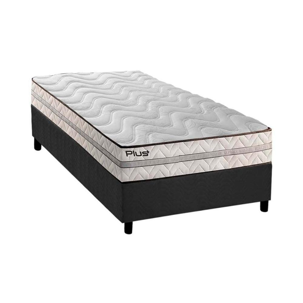 Cama Box Solteiro: Colchão Espuma D33 Paropas Pasquale Plus + Base CRC Suede Gray(88x188) - 1