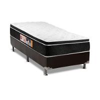 Cama Box Solteiro: Colchão Espuma D33 Castor Black e White + Base CRC Suede Black(88x188) - 1