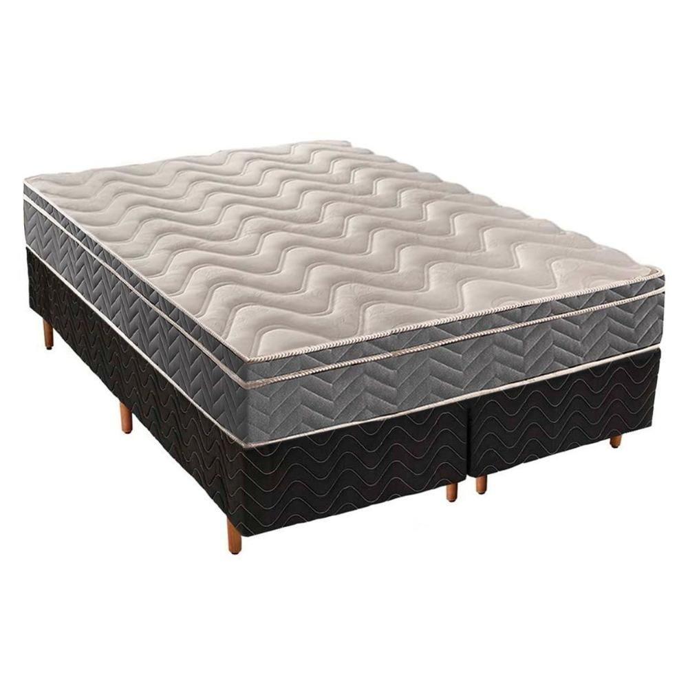 Cama Box Queen: Colchão Ortopédico D45/Ep Anatômico Confort Mega Firme + Base Fantasy Black(158X198) - 1