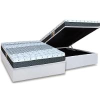 Cama Box Baú Casal: Colchão Molas Castor Bonnel System Class One Face + Base CRC Courano White(138x188) - 1