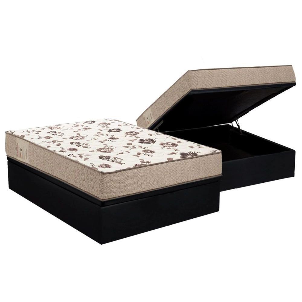 Cama Box Baú Casal: Colchão Espuma Ortobom D28 Physical Mega Resistente + Base Black(138X188) - 1