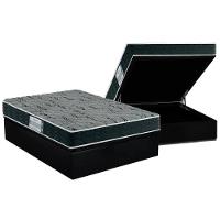 Cama Box Baú Casal: Colchão Espuma D33 Probel ProDormir Advanced Mega Resistente + Base CRC Suede Black(138x188) - 1