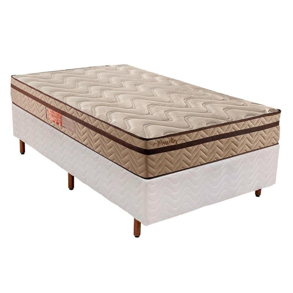 Cama Box Solteiro: Colchão Molas Paropas MasterPocket Ensacadas Marcelly Ibiza + Base CRC Courano Branco(88x188) - 1