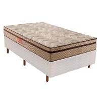 Cama Box Solteiro: Colchão Molas Paropas MasterPocket Ensacadas Marcelly Ibiza + Base CRC Courano Branco(88x188) - 1