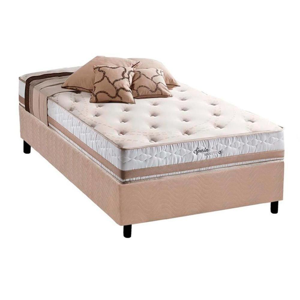 Cama Box Solteiro: Colchão Molas Herval Maxspring Spain + Base Crc Suede Clean(88X188) - 1