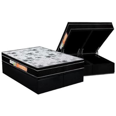 Cama Box Baú Queen: Colchão Anatômico Polar D28 / EP Orthoface Firme + Base CRC Suede Black(158x198)