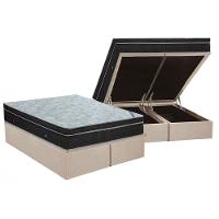 Cama Box Baú King: Colchão Molas Ortobom Nanolastic Light + Base CRC Suede Clean(186x198) - 1