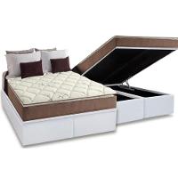 Cama Box Baú Queen: Colchão Anatômico Anjos D28 / AG65 Star Pillow Top + Base CRC Courano White(158x198) - 1