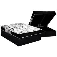 Cama Box Baú Queen: Colchão Espuma D45 Luckspuma Gran Luck + Base CRC Suede Black(158x198) - 1