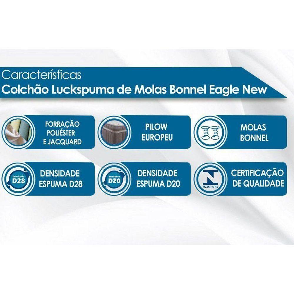 Cama Box Casal: Colchão Molas Bonnel Luckspuma Eagle Spring + Base CRC Suede Black(138x188) - 2
