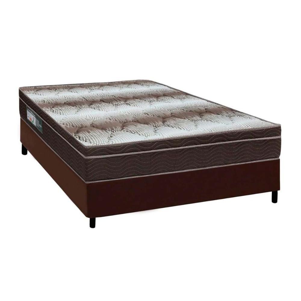 Cama Box Casal: Colchão Ortopédico Ortobom Light + Base CRC Courano Brown(138x188) - 1