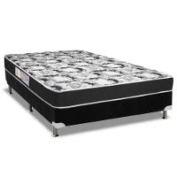 Cama Box Casal: Colchão Espuma Luckspuma D28 Celebrity + Base CRC Suede Black(138x188) - 1