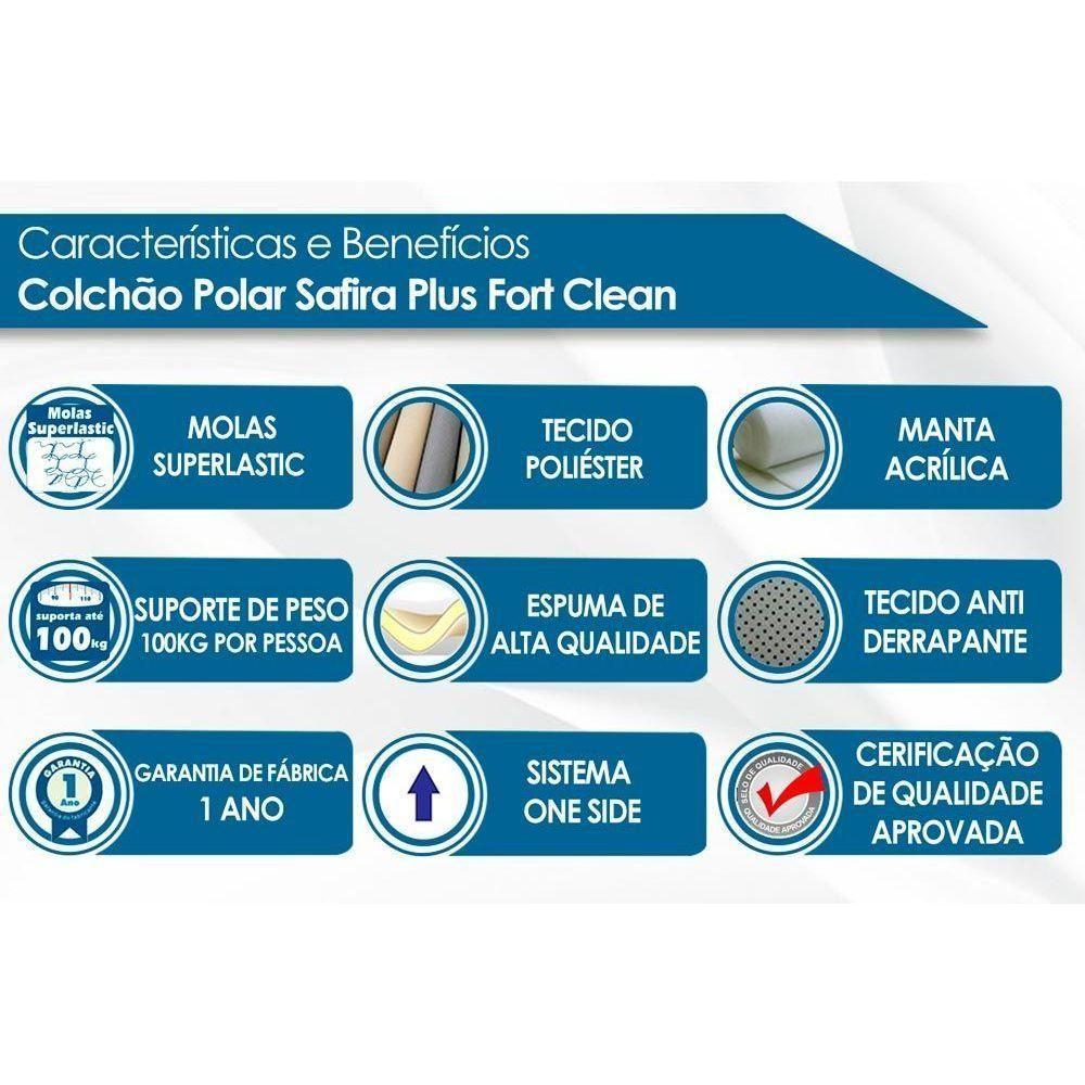 Cama Box c/Auxiliar Casal: Colchão Polar Superlastic Safira Clean + Base CRC Rústico Bege(138x188) - 3