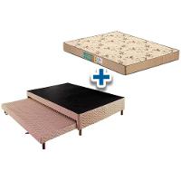 Cama Box c/Auxiliar Casal: Colchão Espuma Polar D45 Pérola Clean + Base Rústico Clean(138x188) - 1