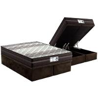 Cama Box Baú Queen: Colchão Molas Probel Prolastic ProDormir Palace + Base CRC Suede Brown(158x198) - 1