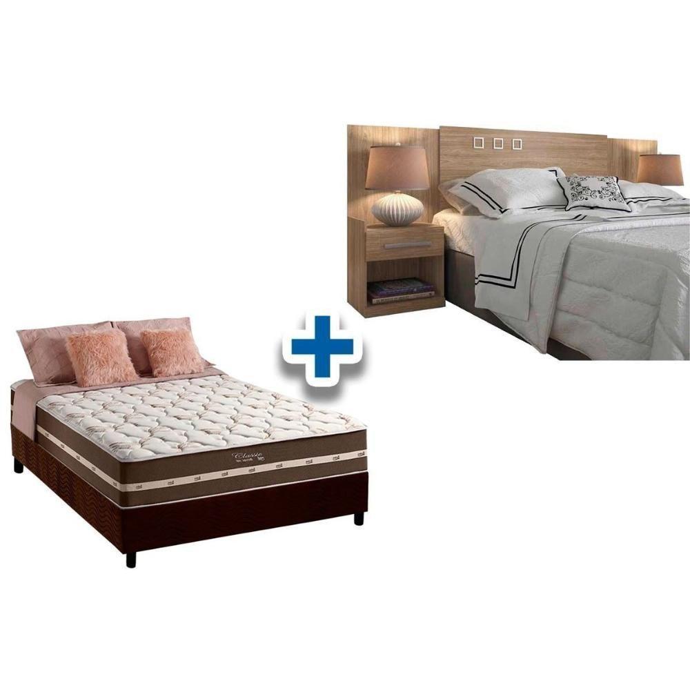 Cama Box Casal CRC + Colchão Molas Classic + Cabeceira Plus Atacama - 1