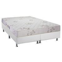 Cama Box Queen: Colchão Espuma D45 Luckspuma Gran Luck Floral Pró Saúde + Base CRC Courano White(158x198) - 1