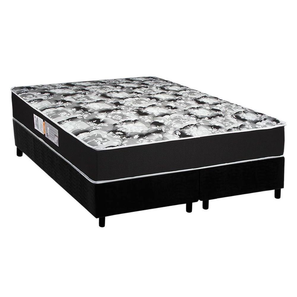 Cama Box Queen: Colchão Espuma D45 Luckspuma Gran Luck Black + Base CRC Suede Black(158x198) - 1