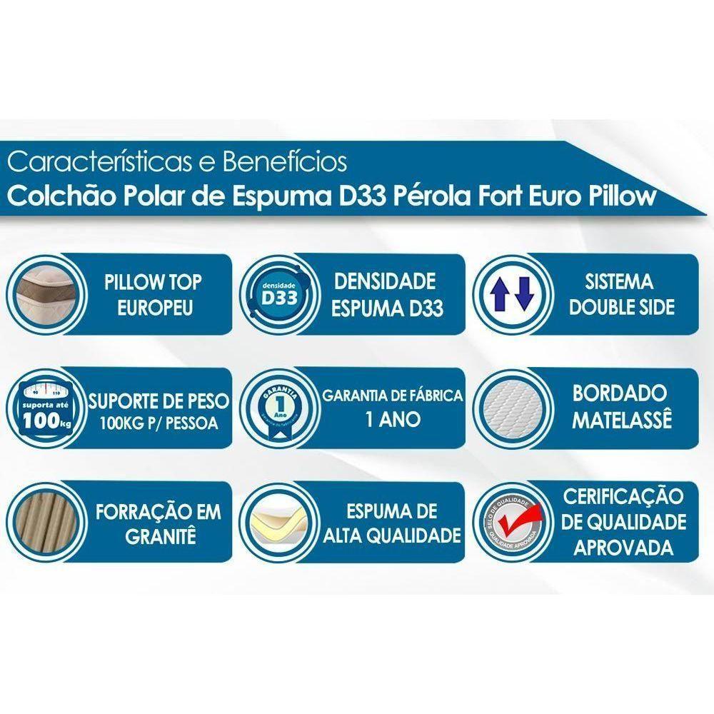 Cama Box Solteiro: Colchão Espuma D33 Polar Pérola + Base CRC Rústico Clean(88x188) - 3