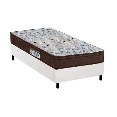 Cama Box Solteiro: Colchão Espuma D45 Ortobom /EP Fort Tech ISO 150 Mega Firme + Base CRC Suede White(78x188)