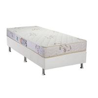Cama Box Solteiro: Colchão Espuma D45 Luckspuma Gran Luck Floral Pró Saúde + Base CRC Courano White(88x188) - 1