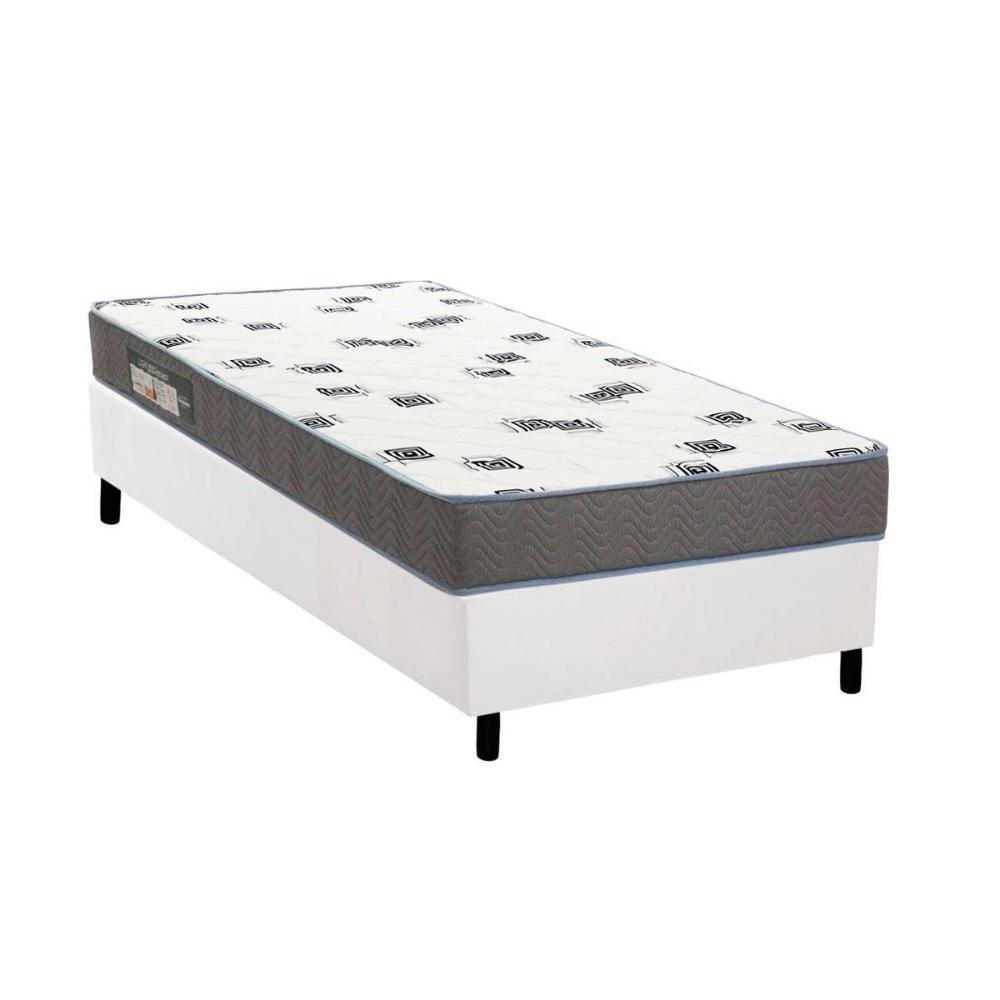Cama Box Solteiro: Colchão Espuma D33 Ortobom Light Saúde + Base CRC Courano White(88x188) - 1
