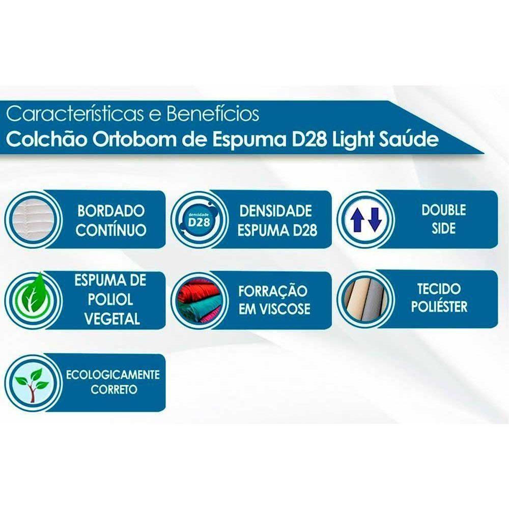 Cama Box Solteiro: Colchão Espuma Ortobom D28 Light + Base CRC Suede Brown(88x188) - 4