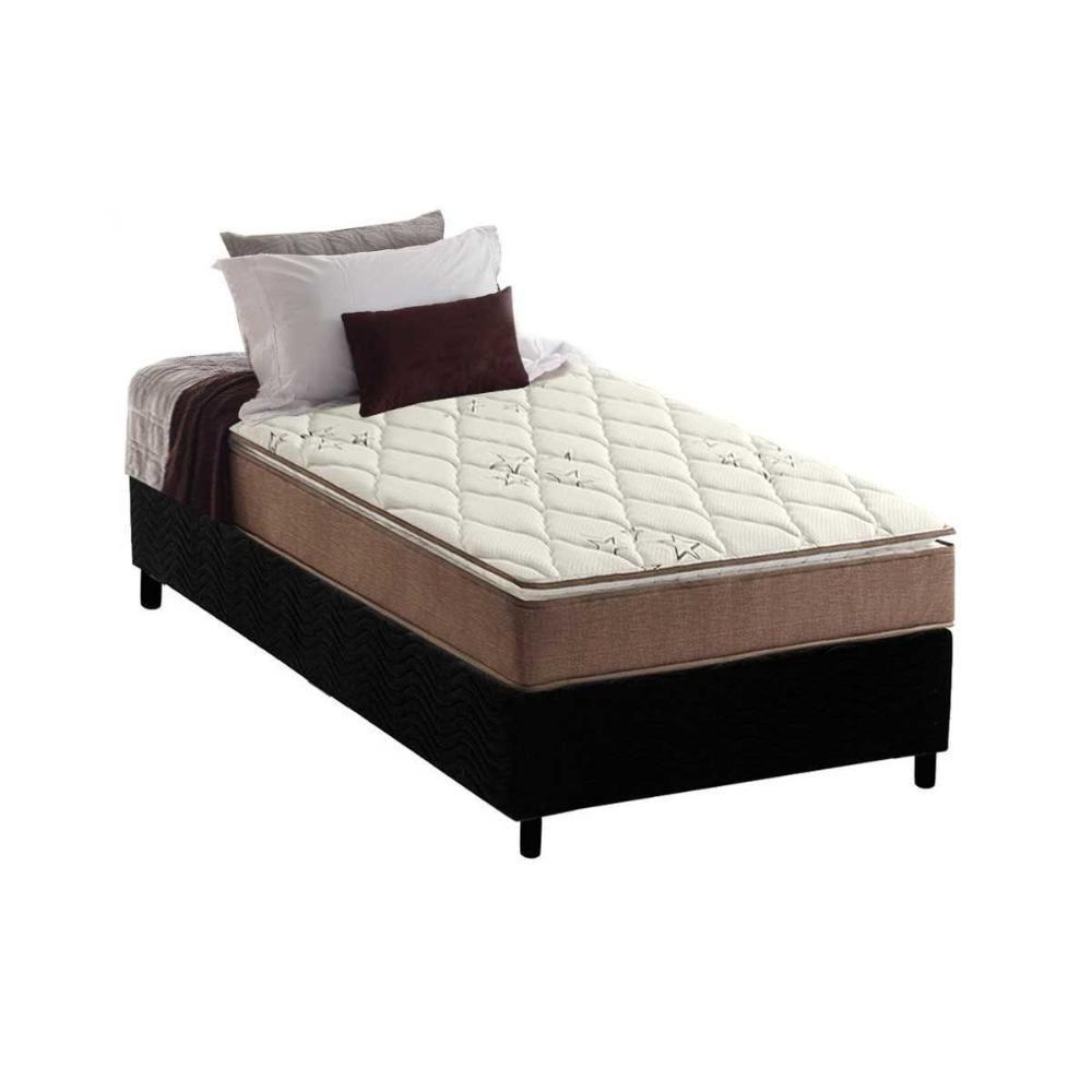 Cama Box Solteiro: Colchão Espuma Anjos D28/ AG65 Star + Base CRC Suede Black(88x188) - 1