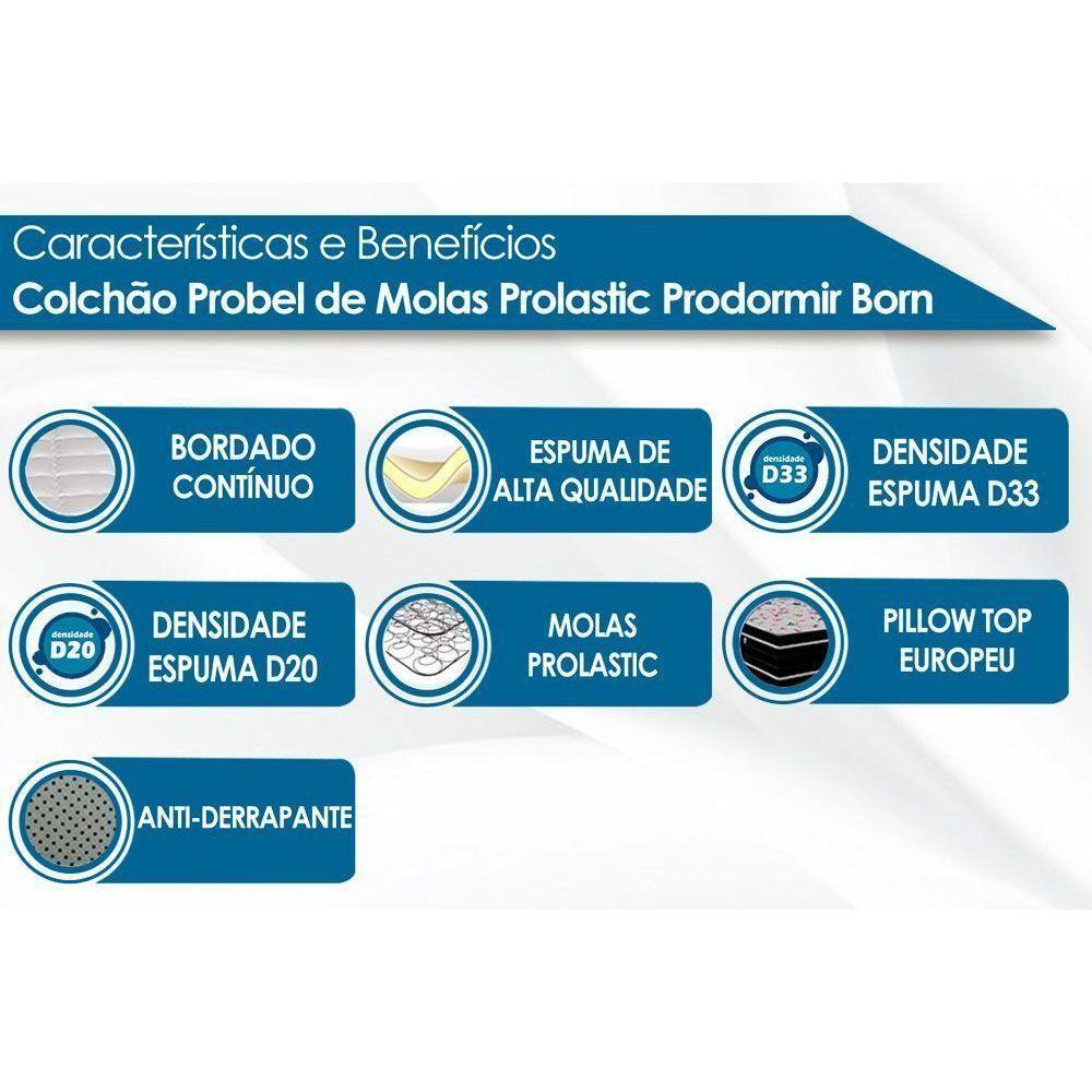 Cama Box Queen: Colchão Molas Probel Prolastic Born + Base CRC Suede Clean(158x198) - 2