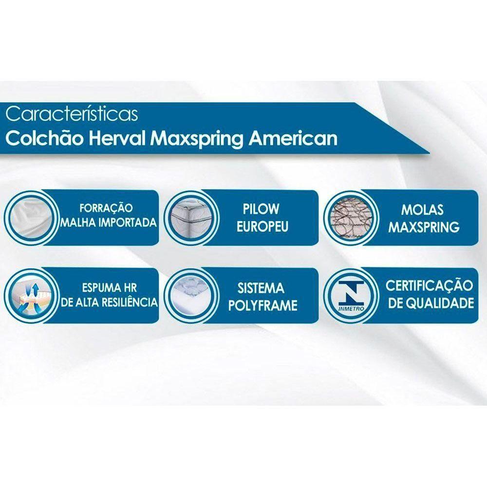 Cama Box Queen: Colchão Molas Herval Maxspring American + Base CRC Suede Black(158x198) - 6
