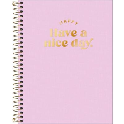 Caderno Espiral Capa Plástica Colegial Happy 10 Matérias 160 Folhas Tilibra Rosa Claro