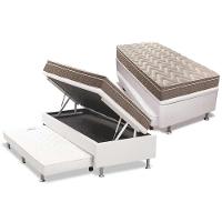 Cama Box Baú c/Auxiliar Solteiro: Colchão Anatômico Paropas D33 Confort Ultra Firme Euro Pillow + Base CRC Courano White(88x188) - 1