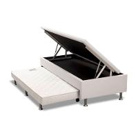 Cama Box Baú c/Auxiliar Solteiro: Colchão Anatômico Paropas D33 Confort Ultra Firme Euro Pillow + Base CRC Courano White(88x188)