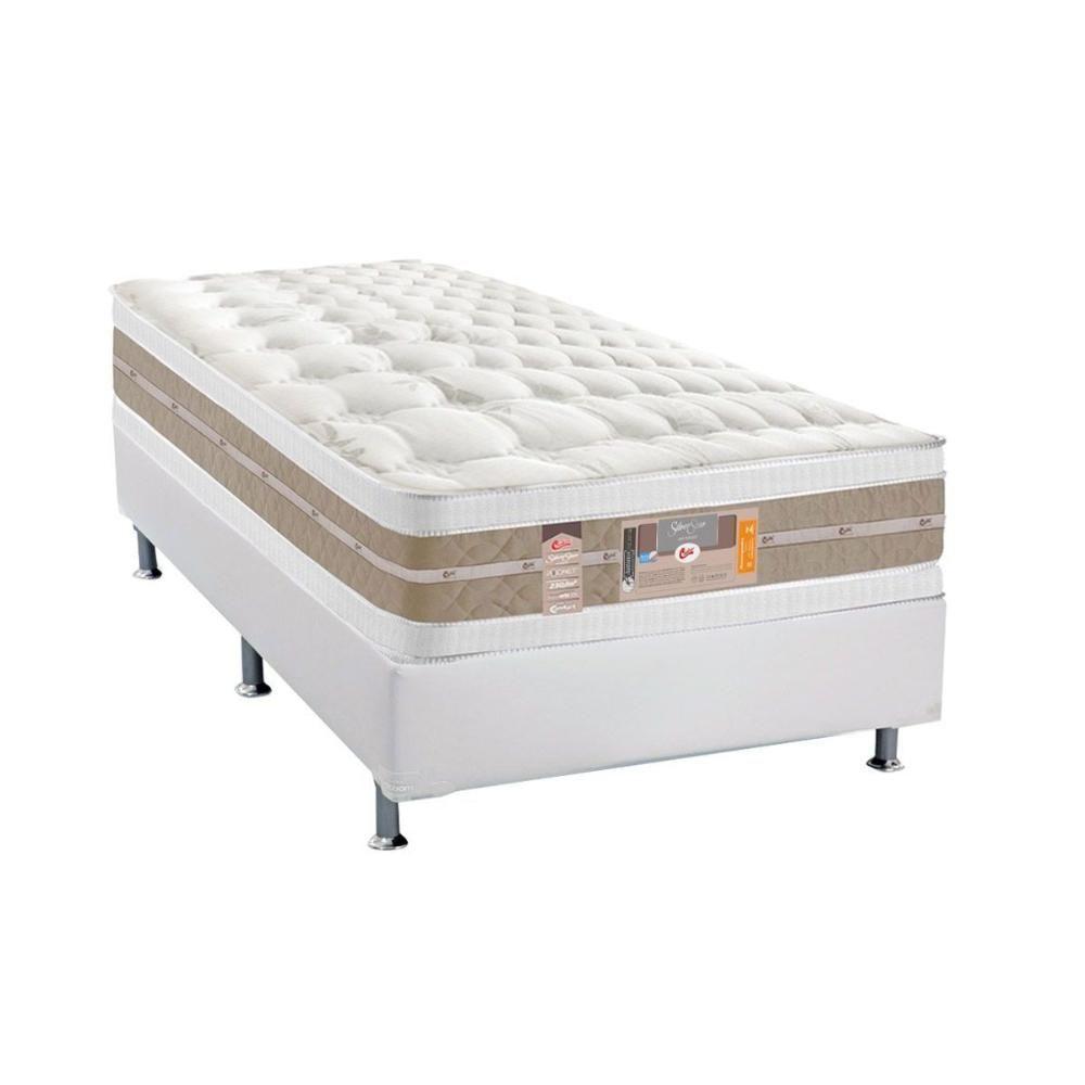 Cama Box Solteiro: Colchão Molas Ensacadas Castor Pocket Silver Star Air Df + Base White(88X188) - 1