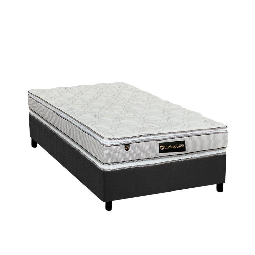 Cama Box Solteiro: Colchão Molas Ensacadas Luckspuma MasterPocket Lucksfaction Plus + Base CRC Suede Gray(88x188) - 1