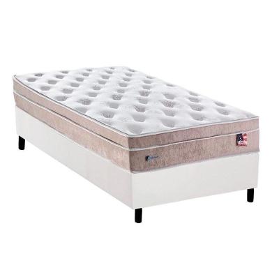 Cama Box Solteiro: Colchão Molas Plumatex MasterPocket Ensacadas Miami + Base CRC Courano White(88x188)