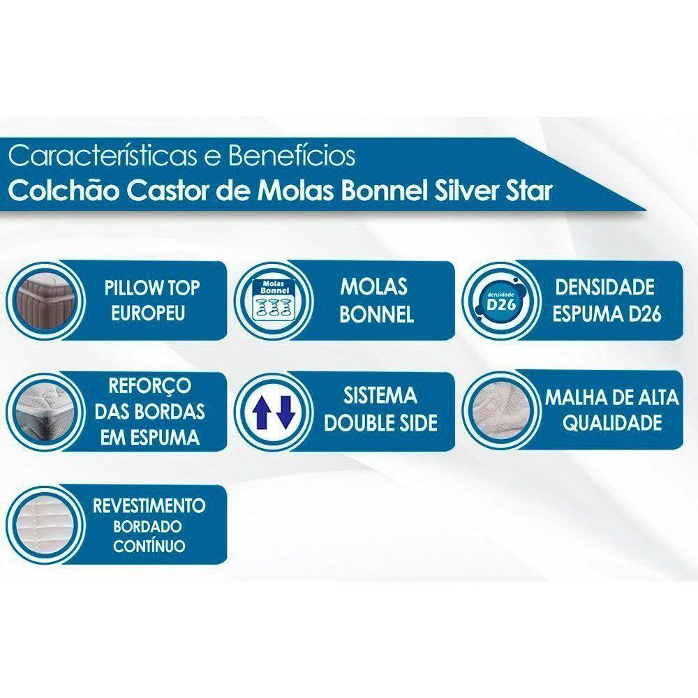 Cama Box Solteiro: Colchão Molas Castor Bonnel Silver Star Air Df + Base Crc Courano White(88X188) - 4