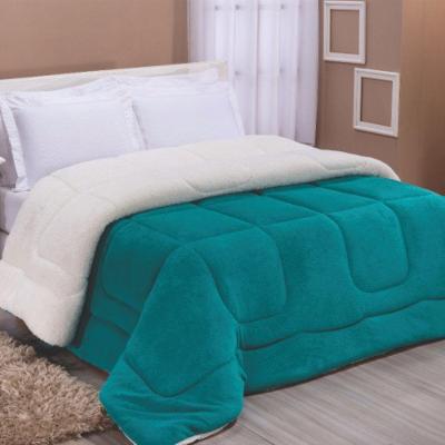 Edredom Coberdrom Fenix Solteiro Sherpa E Manta - Verde - 100% Poliéster