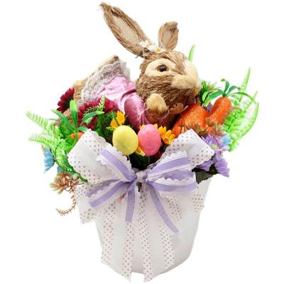 Enfeite De Páscoa Coelha Em Palha Decoração Arranjo De 35cm