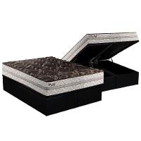Cama Box Baú King: Colchão Espuma Paropas D33 Pasquale Plus Euro Pillow + Base Black(193X203) - 1