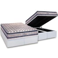 Cama Box Baú King: Colchão Molas Ensacadas Paropas Masterpocket Blue + Base White(193X203) - 1