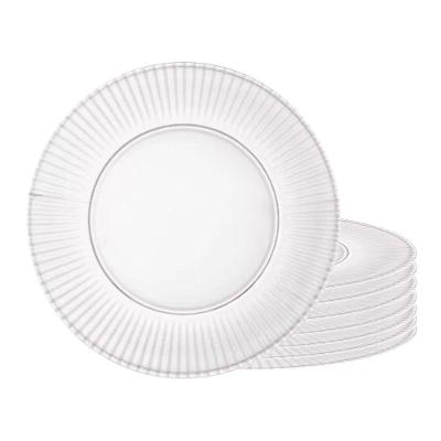 Jogo 8 Pratos Rasos De Cristal Transparente Renaissance Lyor 26,5cm