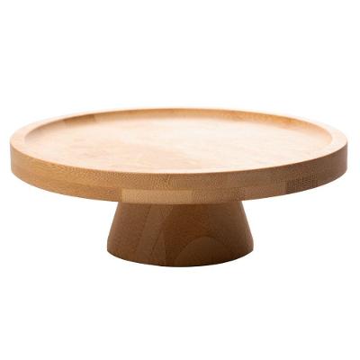 Boleira De Bambu Prato Porta Bolo Com Pé Suporte 20x7cm Lyor