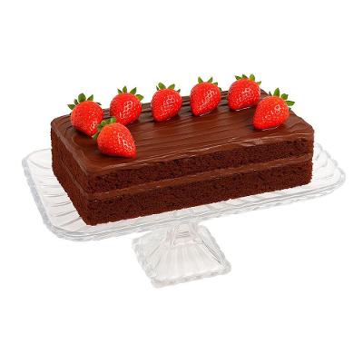 Boleira De Vidro Prato Porta Bolo Retangular Com Pé Suporte Quadratta 36x18cm Lyor